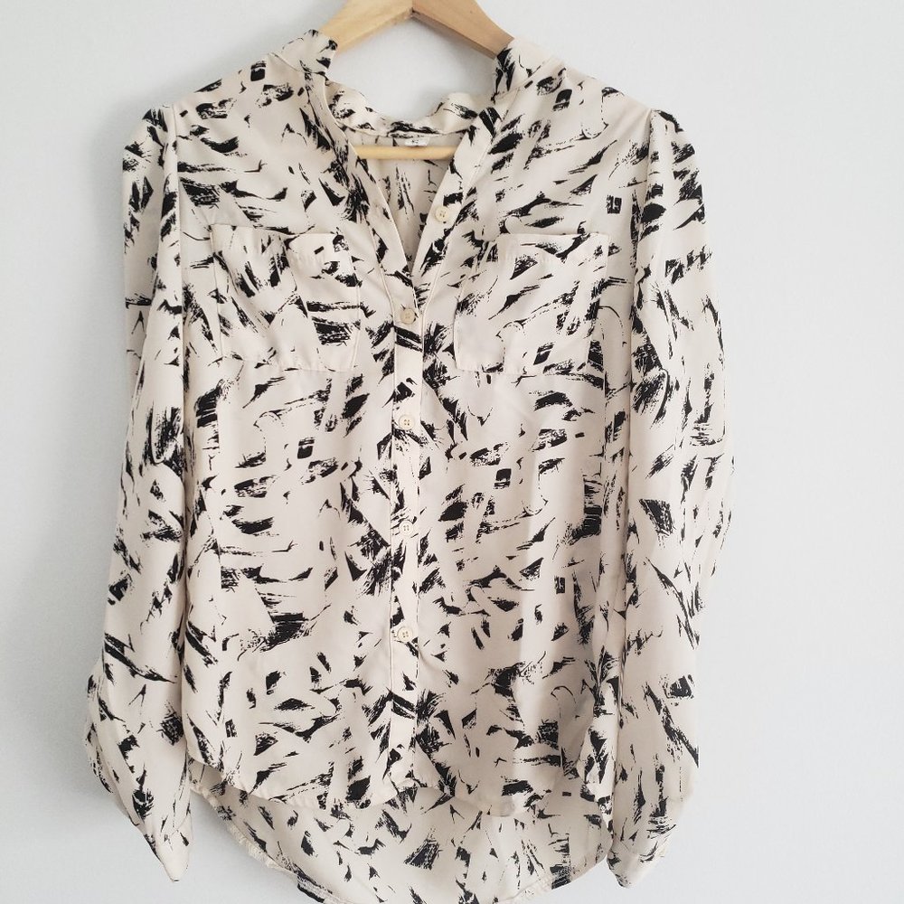 Elegant Ivory & Black Womens Blouse